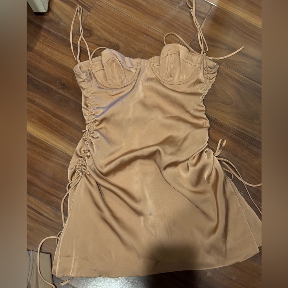 Oh Polly champagne mini dress. XS / UK 6 / US 2